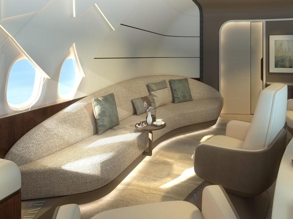 Lufthansa Technik BBJ 777-9 conference room concept image.