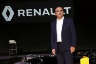 Renault Chief Executive Carlos Ghosn poses during the official presentation of the new Renault RS16 Formula One racing car at the company's research center, the Technocentre, in Guyancourt, near Paris, France, February 3, 2016. REUTERS/Benoit Tessier