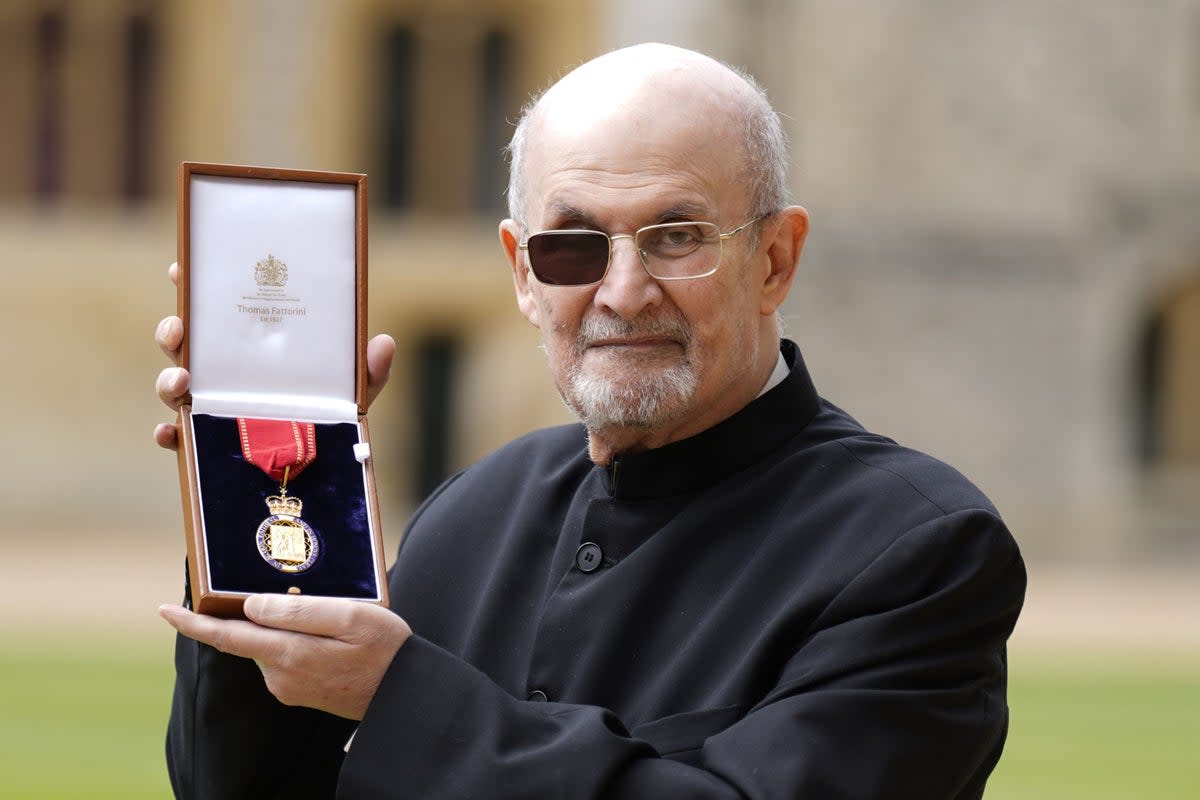 Sir Salman Rushdie after being made a Companion of Honour by the Princess Royal (Andrew Matthews/PA) (PA Wire)