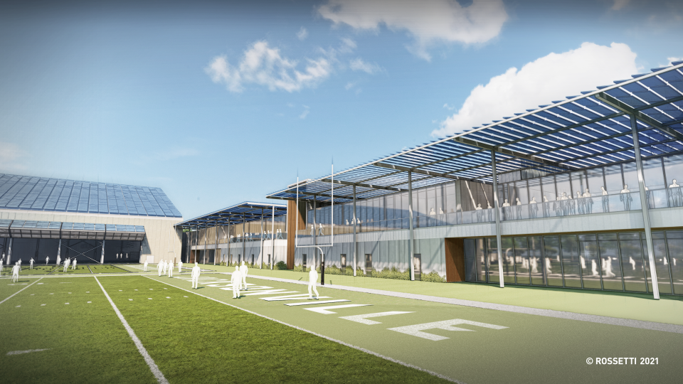 The Miller Electric Center for the Jacksonville Jaguars will have two grass fields for team practices and also an indoor field. Recently approved building permits are for a bleachers section with a shop beneath.