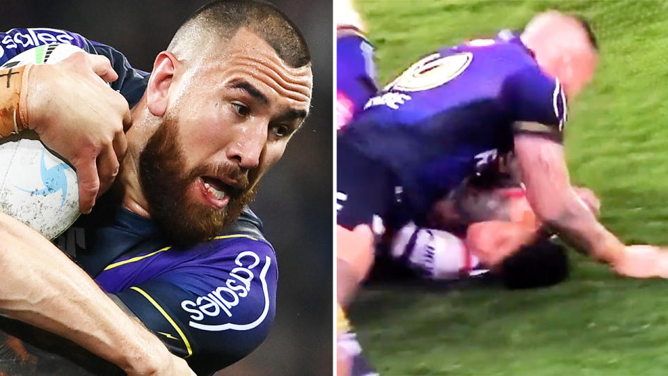 Nelson Asofa-Solomona, pictured here appearing to drive his elbow into Joseph Suaalii's face.