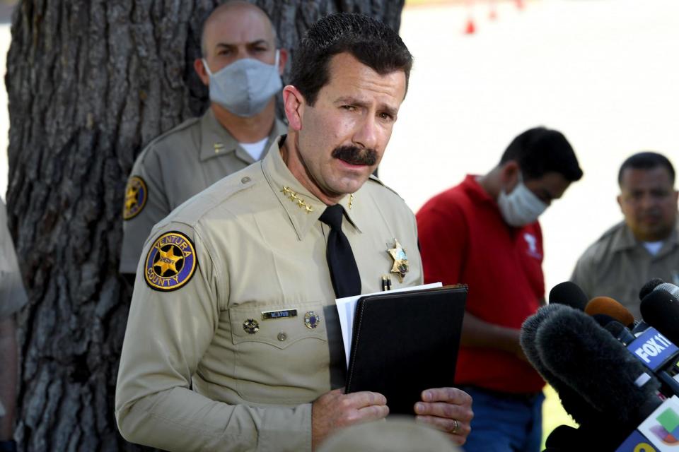 Ventura County Sheriff Bill Ayub speaks during the press conference (Getty Images)