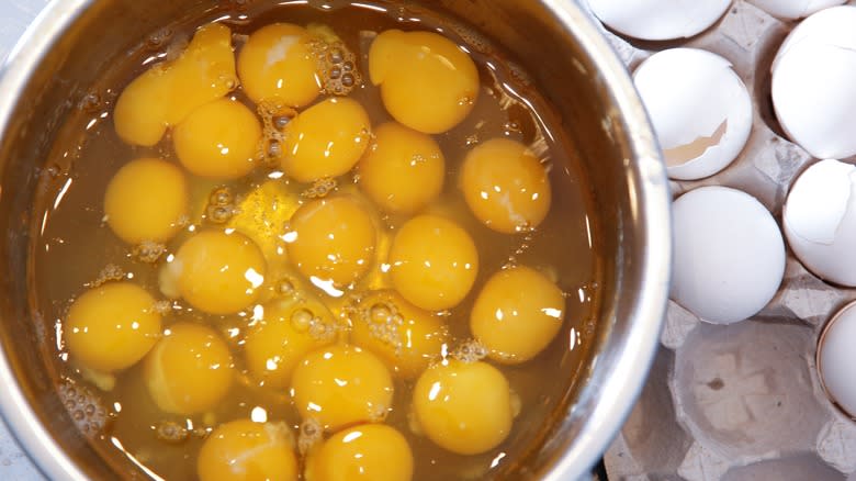Eggs in a metal pot