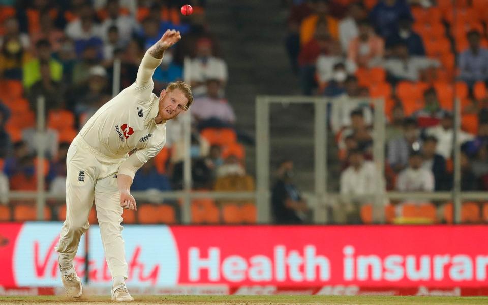 Ben Stokes of England bowling during day one of the third PayTM test match at Narenda Modi Stadium, Ahmedabad Picture  - Focus Images Limited /BCCI