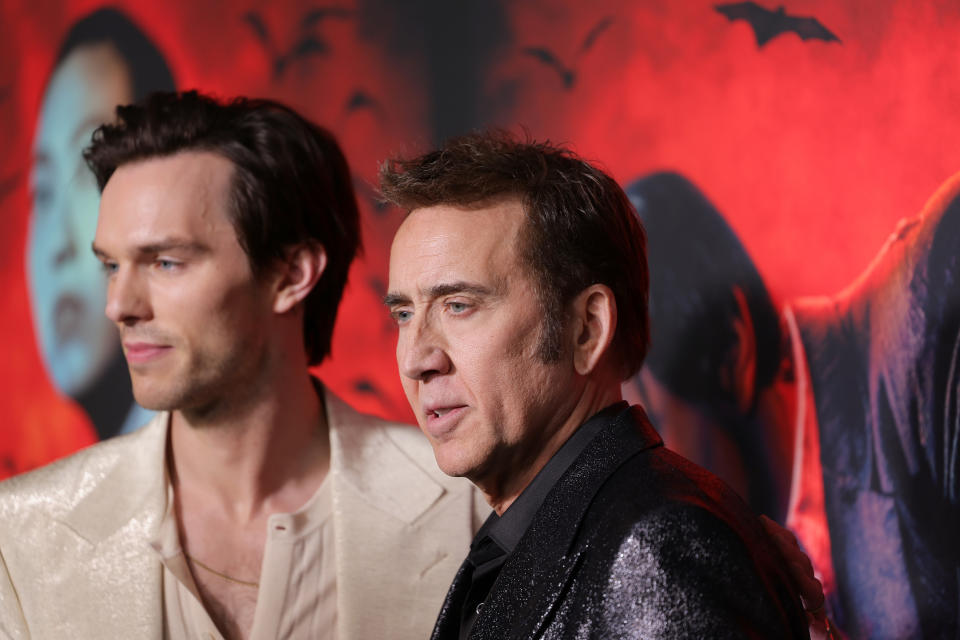 NEW YORK, NEW YORK - MARCH 28: (L-R) Nicholas Hoult and Nicolas Cage attend the Universal Pictures' 