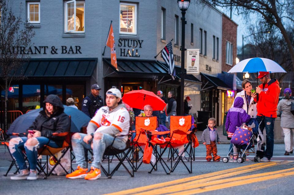 Clemson fans gathered in downtown Clemson on College Ave. for a watch party where the Clemson Tigers football team's national championship game against LSU in New Orleans was broadcast Monday, January 13, 2020.