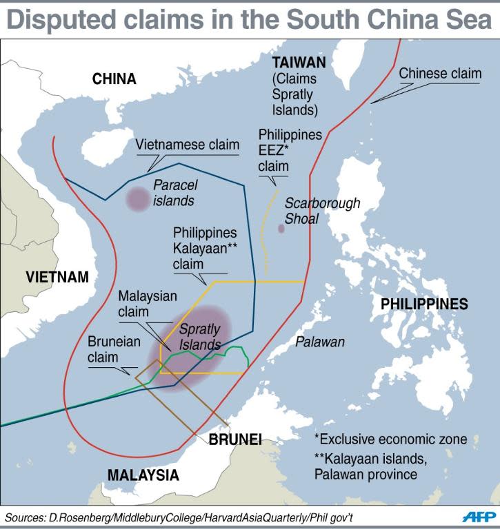 Graphic on contested claims in the South China Sea. (Source: AFP News)