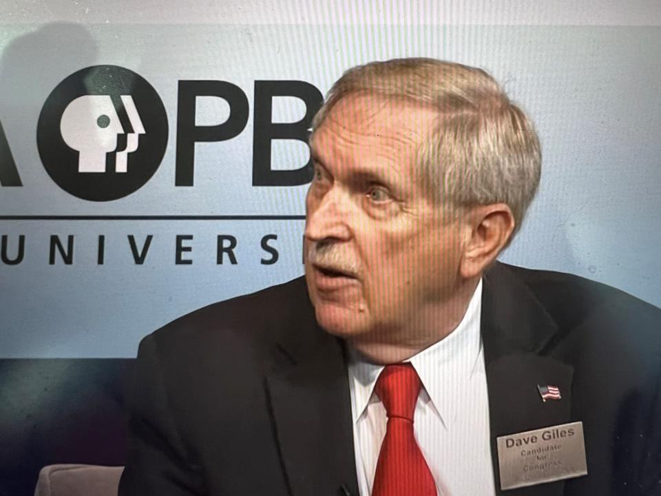 Congressional candidate Dave Giles participates in a Republican debate on Arizona PBS on May 9, 2022.