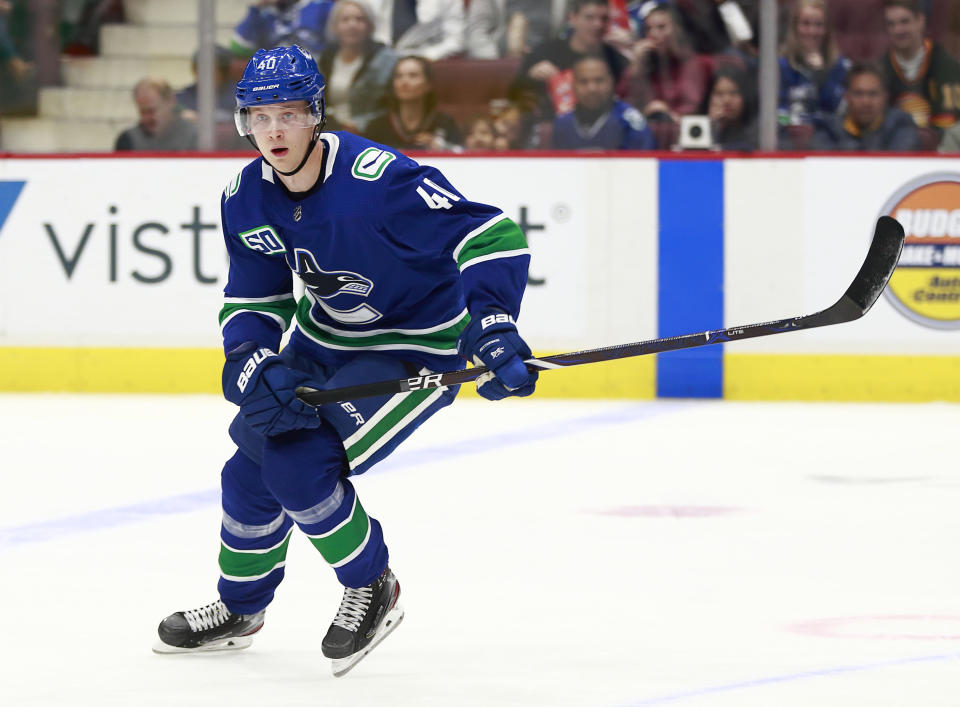 Elias Pettersson #40 of the Vancouver Canucks