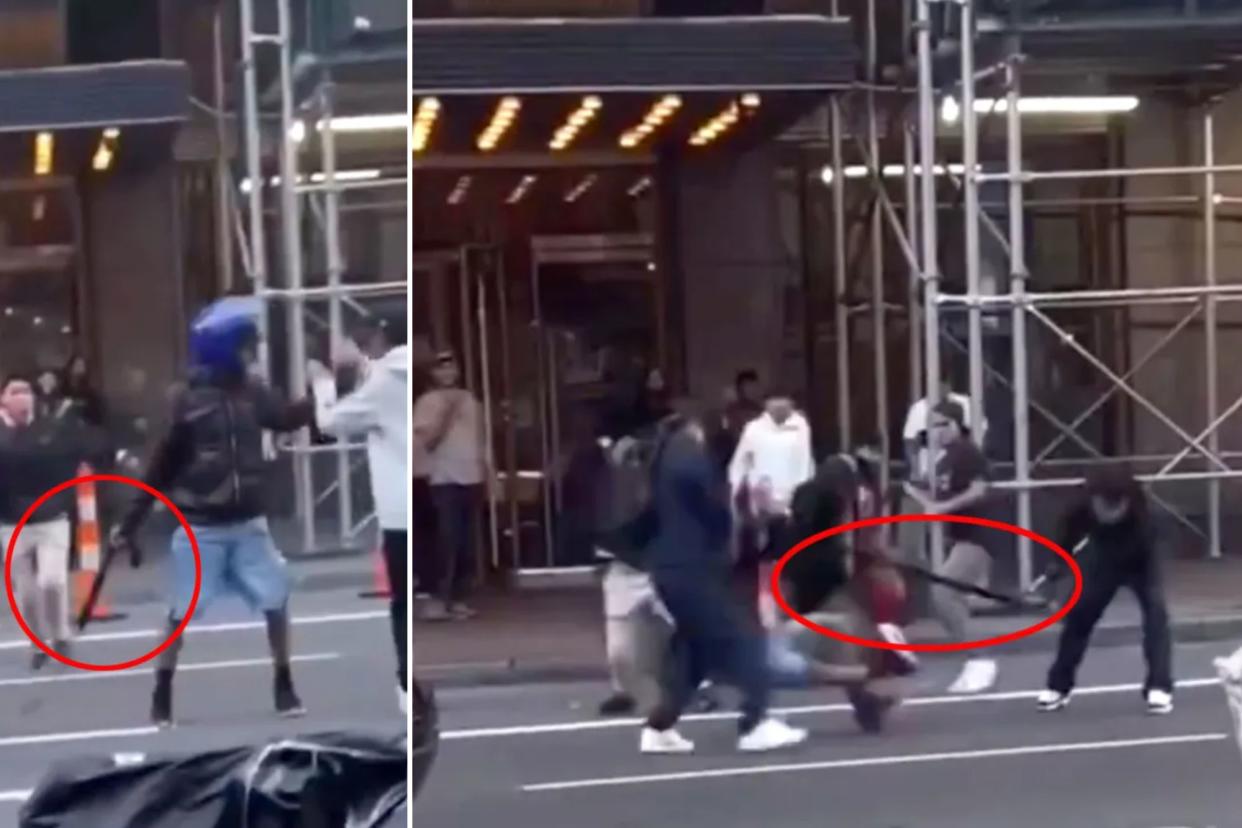 Migrants brawl outside Midtown hotel.