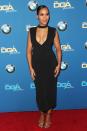 <p>Kerry’s simple black dress caught a lot of attention with its extremely low-cut design. <i>[Photo: Getty]</i> </p>