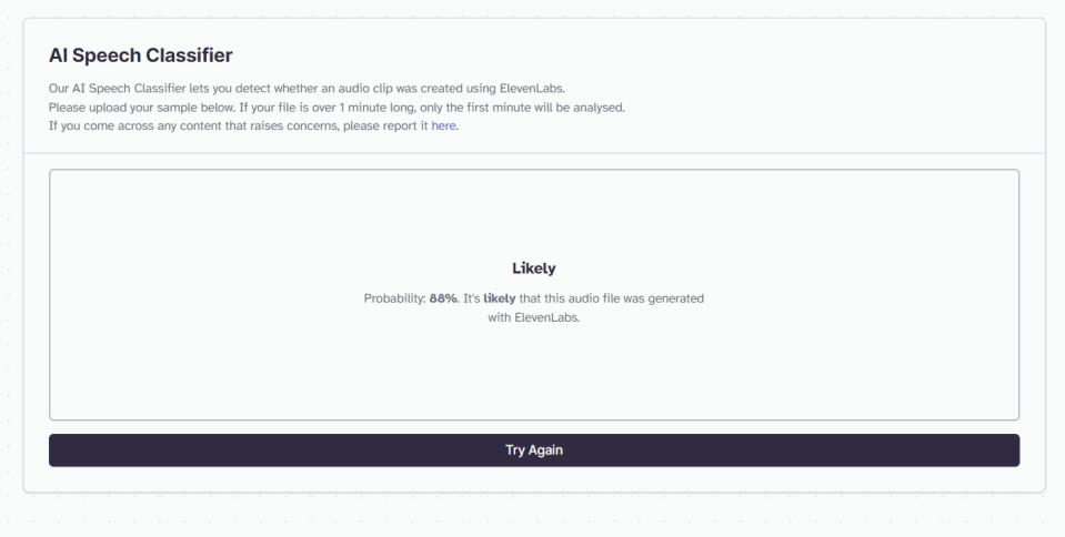 <span>Resultado de la prueba con el software de elevenlabs.io </span>