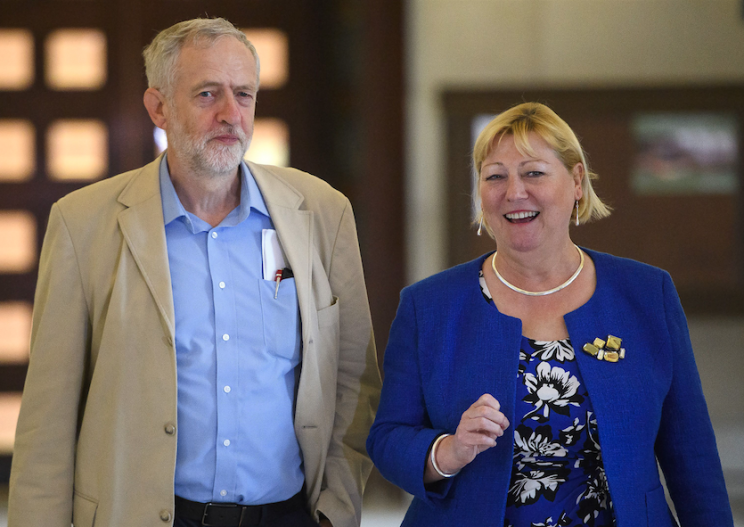 Pat Glass, pictured with Jeremy Corbyn (Picture: REX Features)