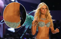 <p>The stunning Victoria Secret model doens’t have a bellybutton! Photoshop and makeup help create the illusion of her inny. Her rep said to Daily News in 2008: “She had an operation when she was an infant.” 2008. (PNP/WENN) </p>