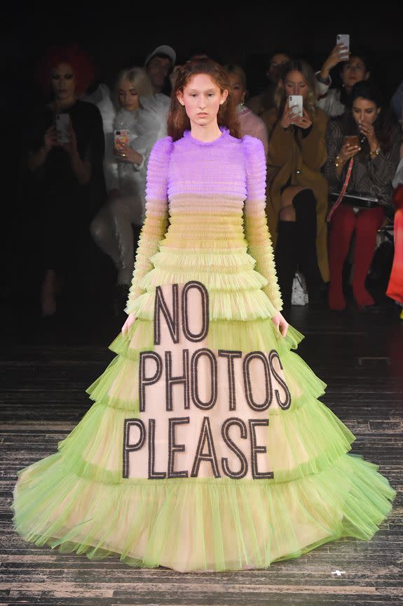 A model walks the runway during the Viktor & Rolf Spring Summer 2019 show as part of Paris Fashion Week.