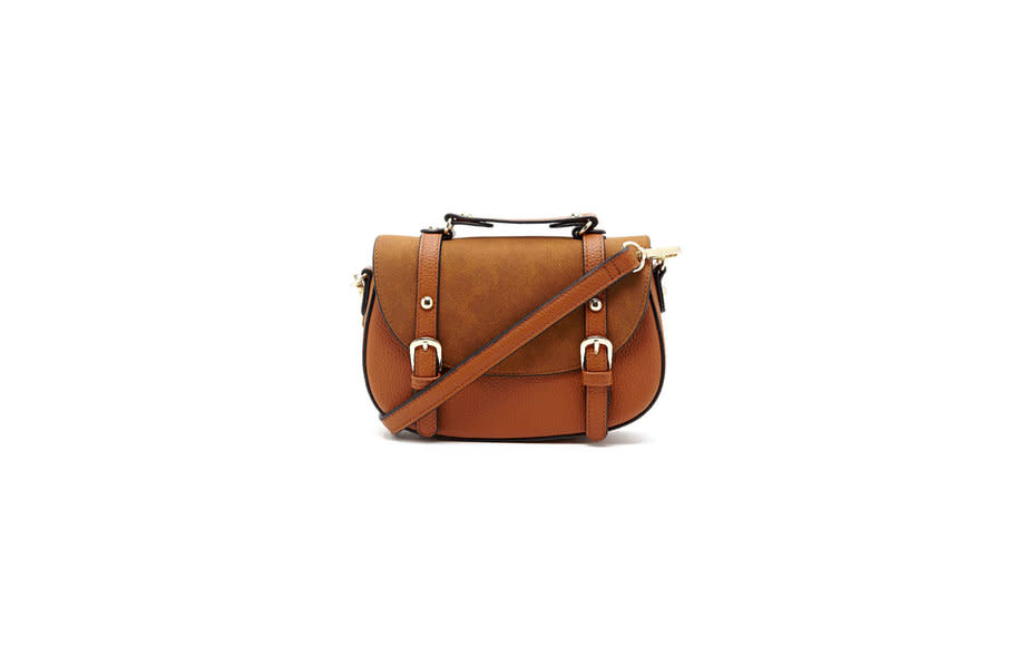 <p>A simple saddlebag style and warm caramel color make this a great buy of a bag for all seasons.</p><p>To buy: <a rel="nofollow noopener" href="http://www.anrdoezrs.net/links/7876402/type/dlg/sid/TL_crossbodybags/http://www.forever21.com/Product/Product.aspx?BR=f21&Category=acc_handbags-crossbody-bag&ProductID=1000220428&VariantID=" target="_blank" data-ylk="slk:forever21.com;elm:context_link;itc:0;sec:content-canvas" class="link ">forever21.com</a>, $20.</p>