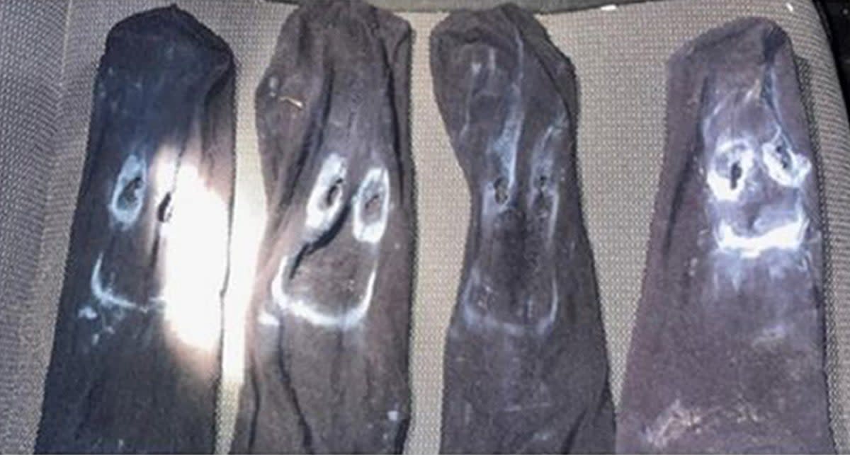 Some of the masks recovered from Joshua Hunt’s van and home (Avon and Somerset Police/PA Wire)