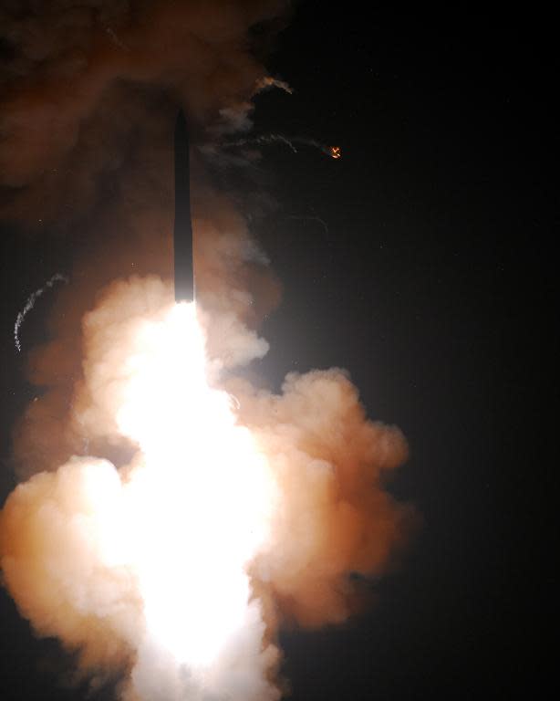 A Minuteman III intercontinental ballistic missile is launched from the Vandenberg Air Force Base in California, as the Pentagon Pentagon vows to upgrade its nuclear arsenal