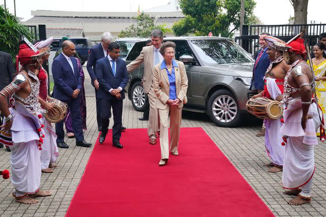 <p>Jonathan Brady/PA Images via Getty</p> Princess Anne visits Sri Lanka on Jan. 10, 2024