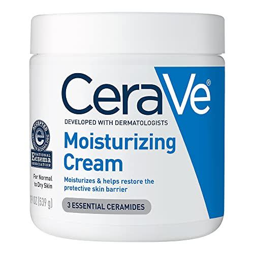 1) CeraVe Moisturizing Cream | Body and Face Moisturizer for Dry Skin | Body Cream with Hyaluronic Acid and Ceramides | Normal | Fragrance Free | 19 Oz | Packages May Vary
