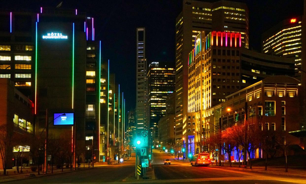 <span>Downtown Montreal, Quebec, Canada, on 7 April 2020.</span><span>Photograph: Mario Beauregard Beaustock/Alamy</span>