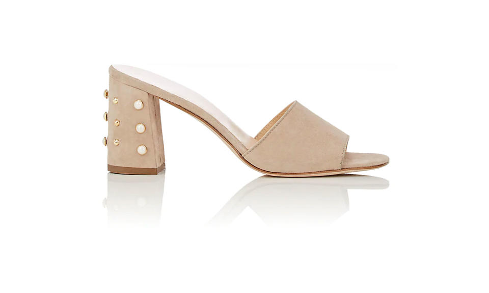 Barneys New York Embellished-Heel Suede Mules (Photo: Barneys Warehouse)