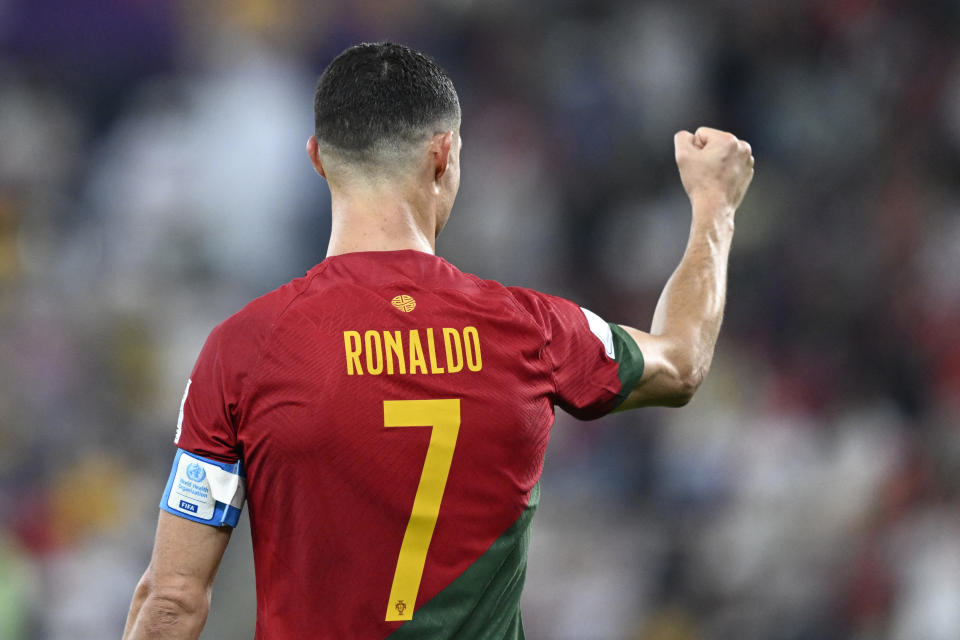 Cristiano Ronaldo comemora o seu gol na partida contra Gana (Foto: Patricia de Melo Moreira/AFP via Getty Images)