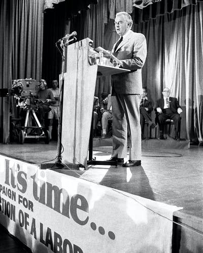 <span class="caption">Labor’s two-party-preferred vote in 2022 is only slightly behind Gough Whitlam’s in 1972.</span> <span class="attribution"><span class="source">Wikimedia Commons</span></span>