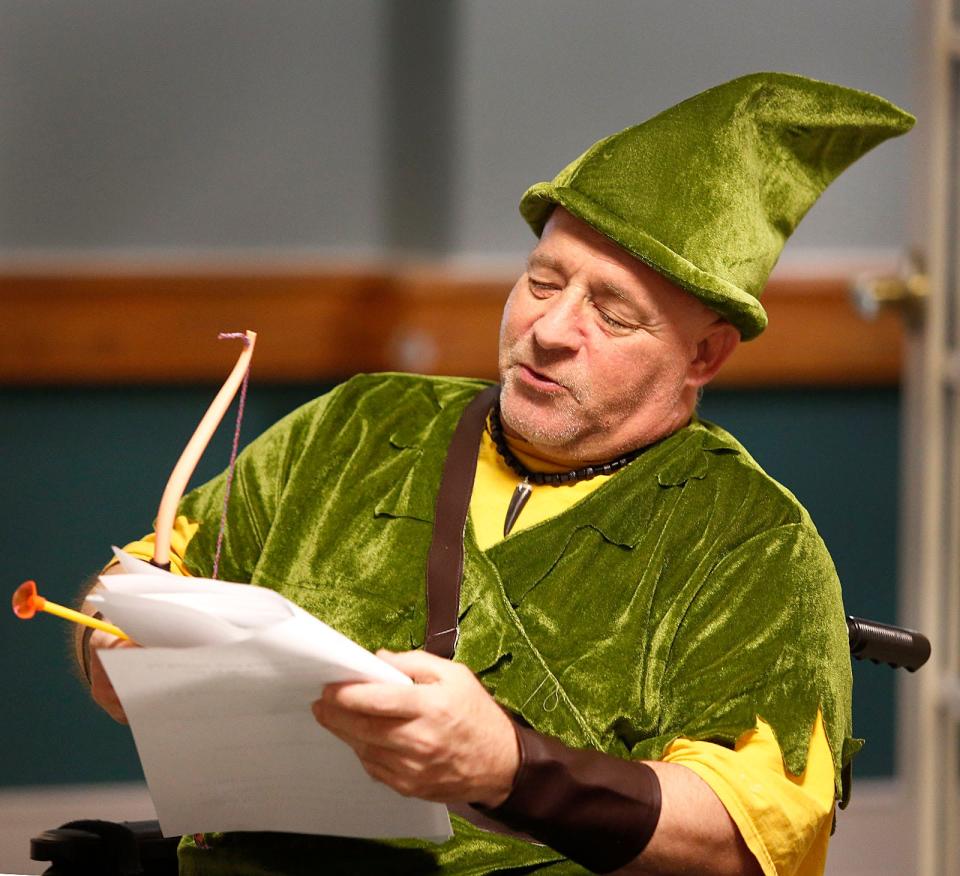 Eric Flashner portrays Peter Pan at Alliance Health at Marina Bay in Quincy.