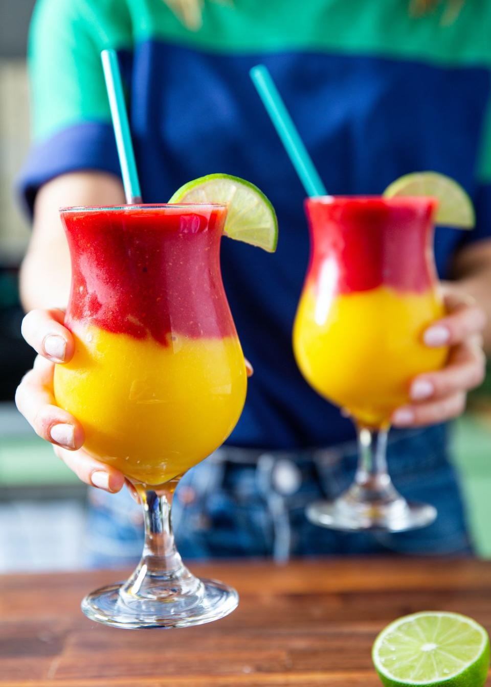 Virgin Raspberry Mango Margarita Slushies