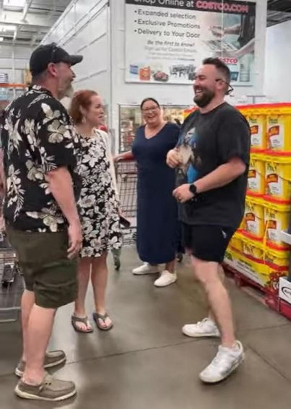 PHOTO: Clint Blevins of Chattanooga, Tennessee, was surprised with a 27th birthday party at a local Costco store. (Emma Blevins via Storyful)