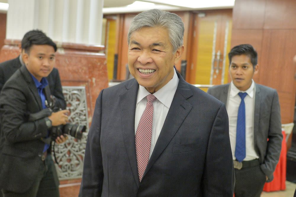 Bagan Datuk MP Datuk Seri Ahmad Zahid Hamidi arrives at Parliament building in Kuala Lumpur, November 20, 2019. — Picture by Shafwan Zaidon