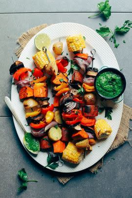 Grilled Veggie Skewers With Chimichurri Sauce