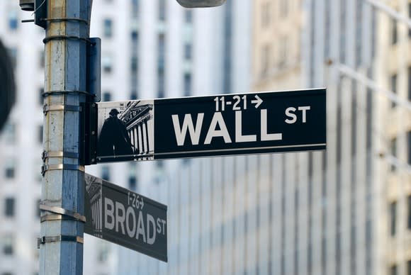 A Wall Street street sign.