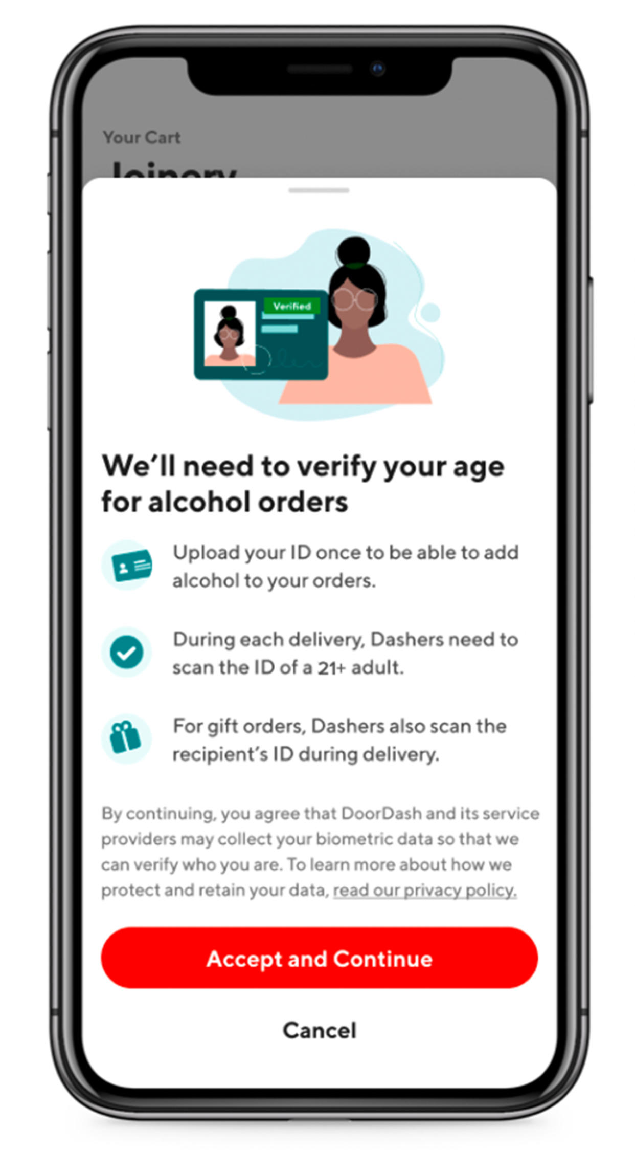 DoorDash's new ID verification service in action. (DoorDash)