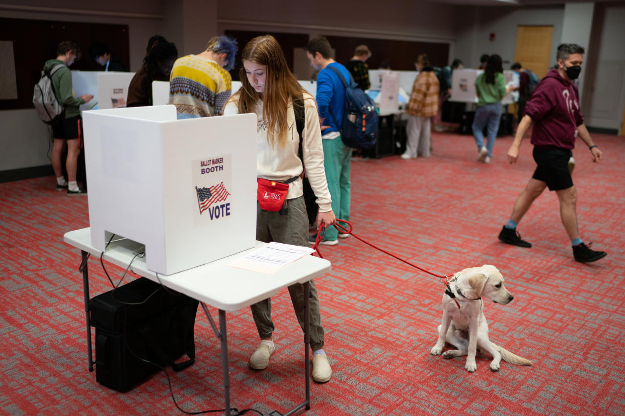 Voters at a polling place in a student union at the Ohio State University.