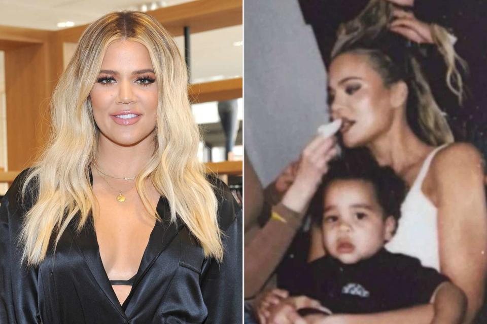 <p>Donato Sardella/Getty, Khloe Kardashian/Snapchat</p> Khloé Kardashian brings son Tatum to work