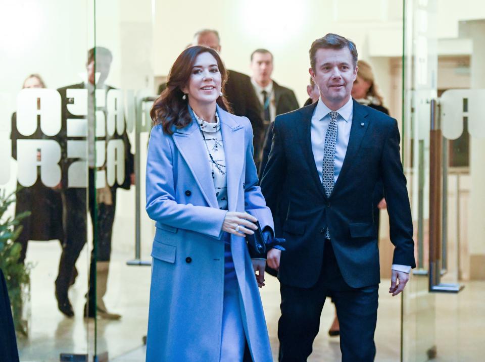 Denmark's Crown princess Mary and Crown prince Frederik arrive to attend the creative industries event "Creative Industries. Matchmaking" in Riga, Latvia, December 7, 2018. 