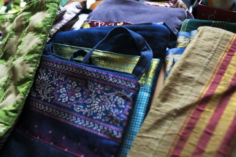 Colorful textiles are sold at The Exchange House in Akron, Ohio. (Photo: Maddie McGarvey for HuffPost)