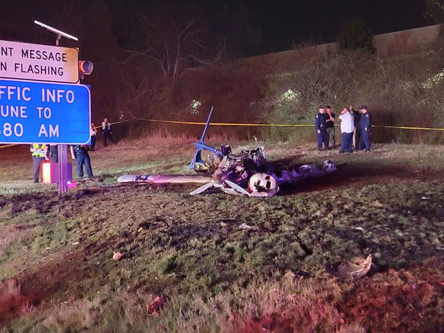 <p>METROPOLITAN NASHVILLE POLICE DEPARTMENT HANDOUT/EPA-EFE/Shutterstock</p> The debris of the plane off a Nashville interstate highway