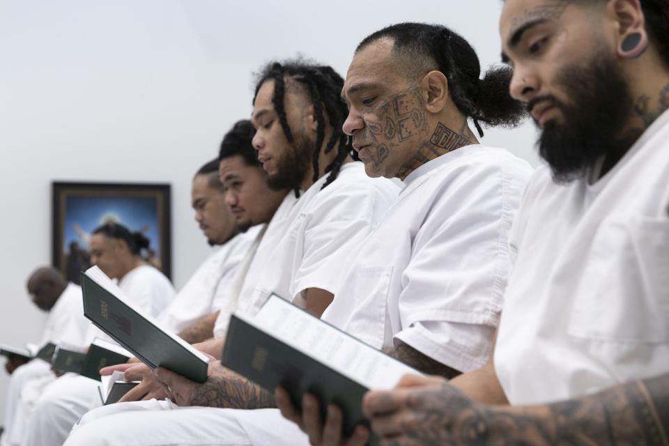 Inmates of the Utah State Correctional Facility gather to attend the sacrament service at The Church of Jesus Christ of Latter-day Saints’ prison ministry in Salt Lake City on Sunday, Jan. 28, 2024. | Marielle Scott, Deseret News