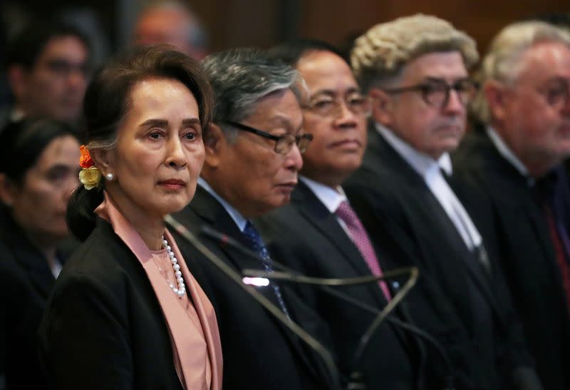 Myanmar's leader Aung San Suu Kyi attends a hearing at International Court of Justice in The Hague