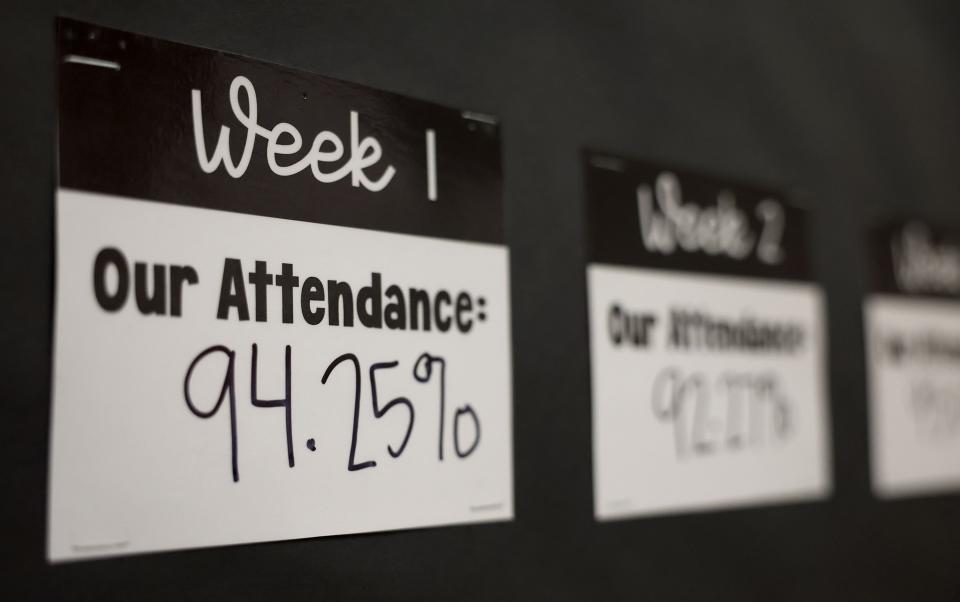 Attendance progress is displayed at Whittier Elementary School in West Valley on Friday, Nov. 3, 2023. | Laura Seitz, Deseret News