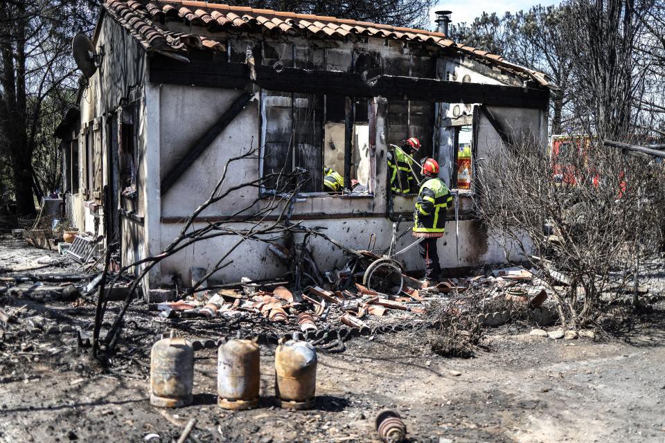 Une maison à Saint-André, près d’Argelès-sur-Mer, carbonisée après l’incendie du 14 août 2023.