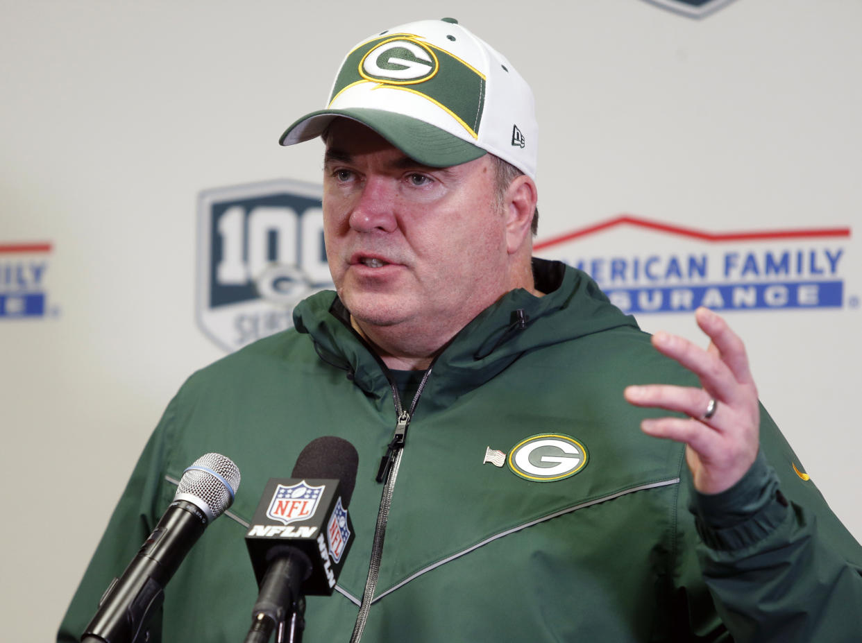 Former Green Bay Packers head coach Mike McCarthy has reportedly agreed to become the Cowboys' new head coach. (AP Photo/Bruce Kluckhohn, File)