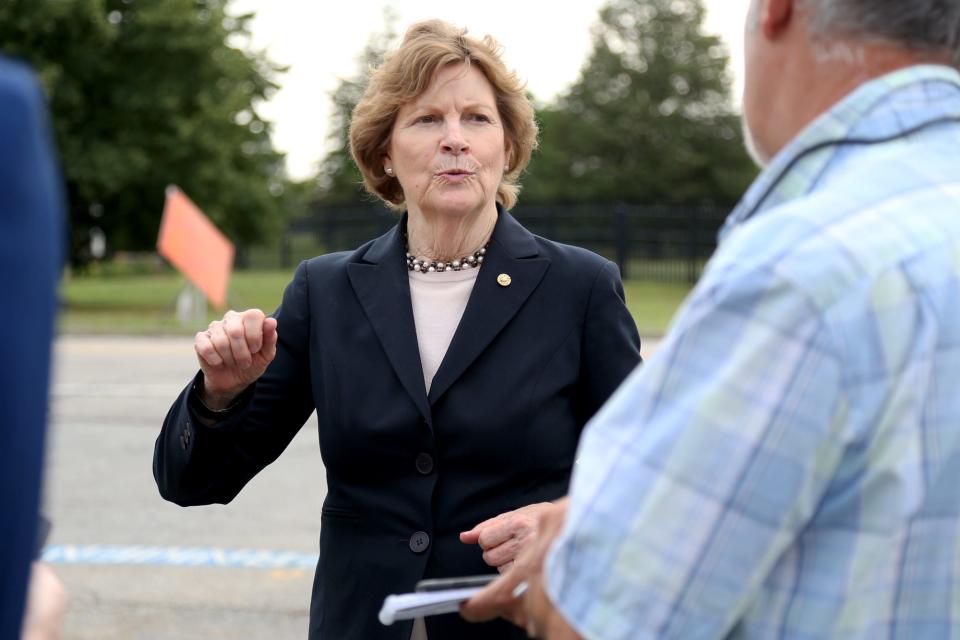 U.S. Sen. Jeanne Shaheen, D-NH, during a stop at the Air National Guard Base at Pease in Portsmouth Wednesday, July 7, 2021.