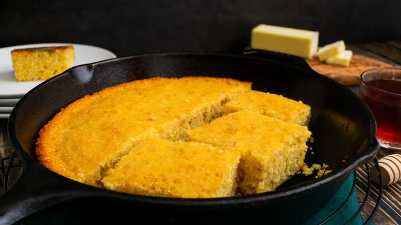 cornbread in cast iron pan