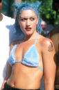 The No Doubt singer went monochromatic with blue hair that matched her fuzzy bikini top and jewelled face ornamentation. Stefani started a late-‘90s bindi trend.