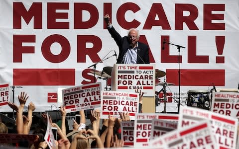 Bernie Sanders speaking during a health care rally in 2017 - Credit: Justin Sullivan/Getty Images