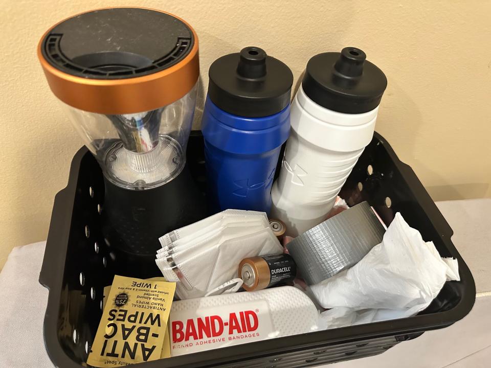 Emergency management experts say residents should prepare a home emergency kit to use if they ever have to evacuate or shelter in place. Items should include a battery operated radio, external charger for cellular devices, bottles of water, canned food, flashlights, duct tape and first aid kit.